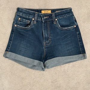 STS Blue - High Waisted Rolled Cuff, Medium Blue Jean Shorts. Size 1 - EUC